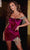 Portia and Scarlett PS23150 - Fringed Velvet Sheath Cocktail Dress Special Occasion Dress 0 / Hot Pink/Ab