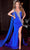 Portia and Scarlett PS23194 - Bejeweled Plunging V-neckline Long Gown Special Occasion Dress 0 / Cobalt