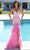 Portia and Scarlett PS23339 - V-Neck Feathered Trumpet Prom Gown Special Occasion Dress 0 / Pink