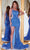 Portia and Scarlett PS23408 - Asymmetrical Sequin Prom Gown Evening Dresses 0 / Ocean Blue
