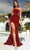 Portia and Scarlett PS23408 - Asymmetrical Sequin Prom Gown Evening Dresses 0 / Red