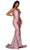 Portia and Scarlett - PS6339 Sleeveless V Neck High Slit Mermaid Gown Evening Dresses 0 / Mauve