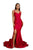 Portia and Scarlett - PS6339 Sleeveless V Neck High Slit Mermaid Gown Evening Dresses 0 / Red