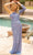 Primavera Couture 12025 - Asymmetrical Neck Column Gown Evening Dresses 4 / Bright Blue
