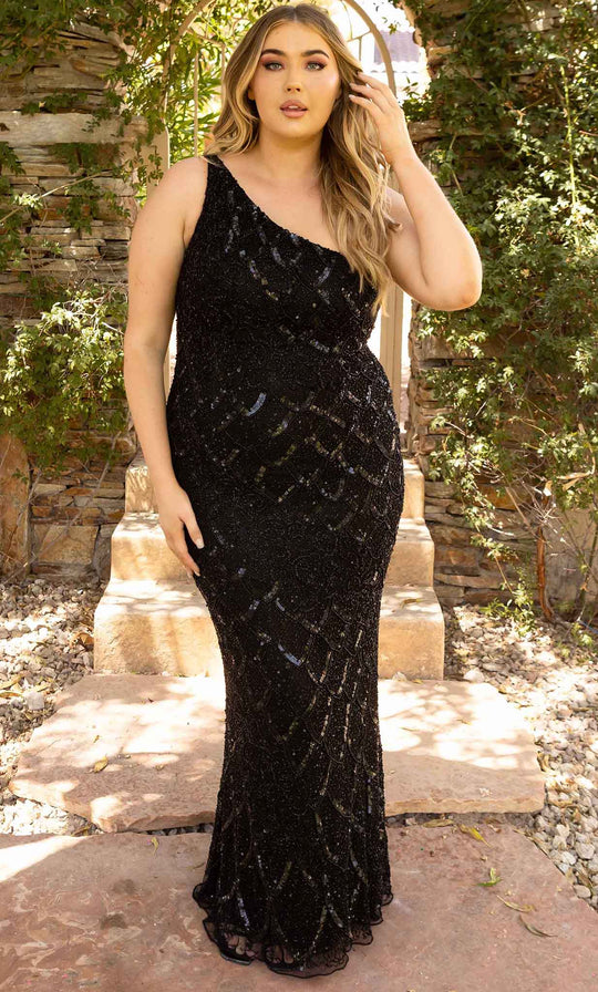 Primavera Couture 14002 - Scale-Like Sequined Evening Gown