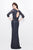 Primavera Couture - 1719 Sheer Quarter Sleeve Embellished Evening Gown - 1 pc Charcoal In Size 2 Available CCSALE 2 / Charcoal