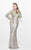 Primavera Couture - 1721 Long Sleeve Embellished Sheath Gown CCSALE 6 / CHAMPAGNE