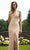 Primavera Couture - 3291 Sparkling Allover Sequin V Neck Sheath Gown Special Occasion Dress 0 / Blush