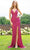 Primavera Couture - 3291 Sparkling Allover Sequin V Neck Sheath Gown Special Occasion Dress 0 / Rouge
