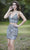 Primavera Couture - 3321 Beaded Two Piece Halter V-neck Sheath Dress Homecoming Dresses 0 / Pewter