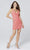Primavera Couture - 3352 V-Neck Open Back Sequin Fitted Cocktail Dress Homecoming Dresses 00 / Coral