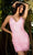 Primavera Couture - 3352 V-Neck Open Back Sequin Fitted Cocktail Dress Homecoming Dresses 00 / Pink
