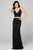 Primavera Couture - 3439 Two Piece Beaded Deep V-neck Sheath Dress Evening Dresses 0 / Black