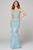 Primavera Couture - 3439 Two Piece Beaded Deep V-neck Sheath Dress Evening Dresses 0 / Powder Blue