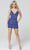 Primavera Couture - 3542 Beaded Plunging V Neck Sheath Dress Special Occasion Dress 00 / Blue