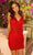 Primavera Couture - 3548 V-Neck Beaded Sheath Dress Homecoming Dresses 00 / Red