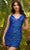 Primavera Couture - 3572 Sheer Plunge V-Neck Sequin Cocktail Dress Special Occasion Dress 00 / Blue
