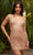Primavera Couture - 3572 Sheer Plunge V-Neck Sequin Cocktail Dress Special Occasion Dress 00 / Blush