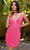 Primavera Couture - 3572 Sheer Plunge V-Neck Sequin Cocktail Dress Special Occasion Dress 00 / Hot Pink