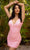 Primavera Couture - 3572 Sheer Plunge V-Neck Sequin Cocktail Dress Special Occasion Dress 00 / Pink