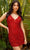 Primavera Couture - 3572 Sheer Plunge V-Neck Sequin Cocktail Dress Special Occasion Dress 00 / Red