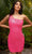 Primavera Couture - 3573 One Shoulder Sequined Fitted Cocktail Dress Special Occasion Dress 00 / Hot Pink