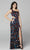 Primavera Couture - 3623 One Shoulder High Slit Cut Glass Sheath Dress Prom Dresses 00 / Black Multi