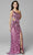 Primavera Couture - 3623 One Shoulder High Slit Cut Glass Sheath Dress Prom Dresses 00 / Raspberry