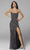 Primavera Couture - 3638 Lace-up Open Back Beaded High Slit Dress Prom Dresses 00 / Black Silver