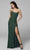 Primavera Couture - 3638 Lace-up Open Back Beaded High Slit Dress Prom Dresses 00 / Forrest Green