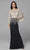 Primavera Couture - 3680 Embellished Bateau Neck Sheath Dress Evening Dresses 0 / Black Nude