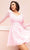 Primavera Couture - 3716 Floral Accented Carefree Dress Homecoming Dresses 00 / Pink