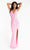 Primavera Couture - 3725 Beaded Sleeveless V-Neck Long Gown Special Occasion Dress 00 / Pink