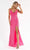 Primavera Couture - 3727 V-Neck Sleeveless High Slit Gown Special Occasion Dress 00 / Neon Pink