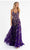 Primavera Couture - 3740 Trailing Floral Sequins Plunging V Neckline Ballgown Special Occasion Dress 00 / Purple