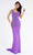 Primavera Couture - 3741 V-Neck Beaded Lace Long Gown Special Occasion Dress 00 / Lilac