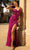 Primavera Couture - 3754 Sequin V-Neck High Slit Gown In Pink