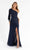 Primavera Couture - 3757 One Shoulder Long Sleeve Fully Sequined Gown Special Occasion Dress 00 / Midnight