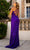 Primavera Couture - 3761 Asymmetrical Sequin Double Strap Dress In Purple