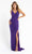 Primavera Couture - 3764 Bold Style Low V Neckline Dazzling Silhouette Evening Gown Special Occasion Dress 00 / Purple