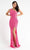 Primavera Couture - 3766 Asymmetrical One Sleeve Gown Special Occasion Dress 00 / Neon Pink