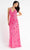 Primavera Couture - 3772 Floral Beaded Spaghetti Strap Long Dress Special Occasion Dress 00 / Neon Pink