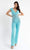 Primavera Couture - 3775 Cap Sleeve Sequin Jumpsuit Special Occasion Dress 00 / Turquoise