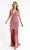 Primavera Couture - 3781 Floral Sequined Split Overlay Long Dress Special Occasion Dress 00 / Rose