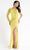 Primavera Couture - 3785 Asymmetrical One Shoulder Gown Special Occasion Dress 00 / Yellow