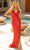 Primavera Couture 3799 - V-Neck Ruffled Sequin Evening Gown Special Occasion Dress 000 / Red