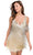 Primavera Couture 3803 - Beaded Fringes Sheath Cocktail Dress Special Occasion Dress 00 / Nude Gold