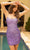 Primavera Couture 3833 - Lace-Up Back Cocktail Dress In Purple