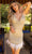 Primavera Couture 3841 - Crisscross Back V-Neck Cocktail Dress Special Occasion Dress 00 / Nude Silver