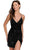 Primavera Couture 3891 - Deep V-Neck Side Slit Cocktail Dress In Black